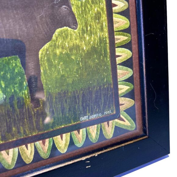Cindy Shamp Animal Farm Barn and Cow Framed Rustic Print 2001 - Picture 4 of 6